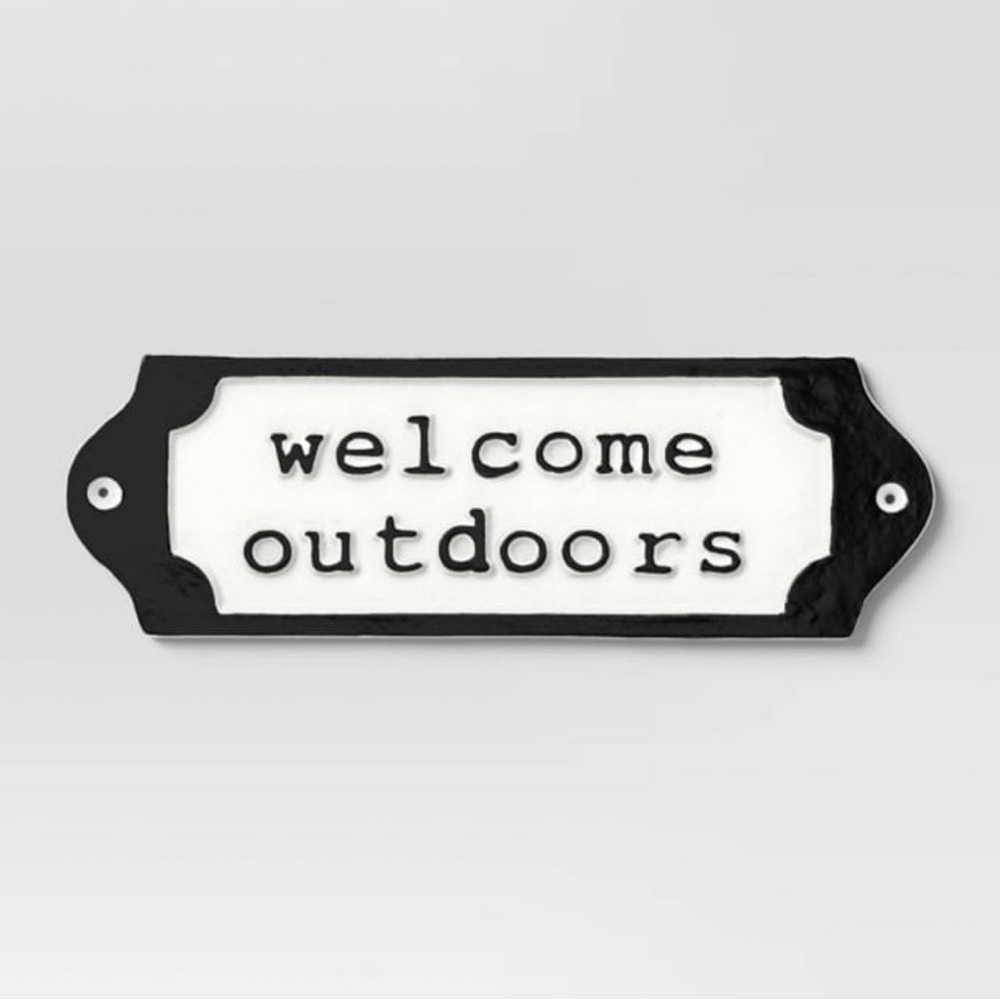 Cast Metal Garden Sign "Welcome Outdoors" - Threshold